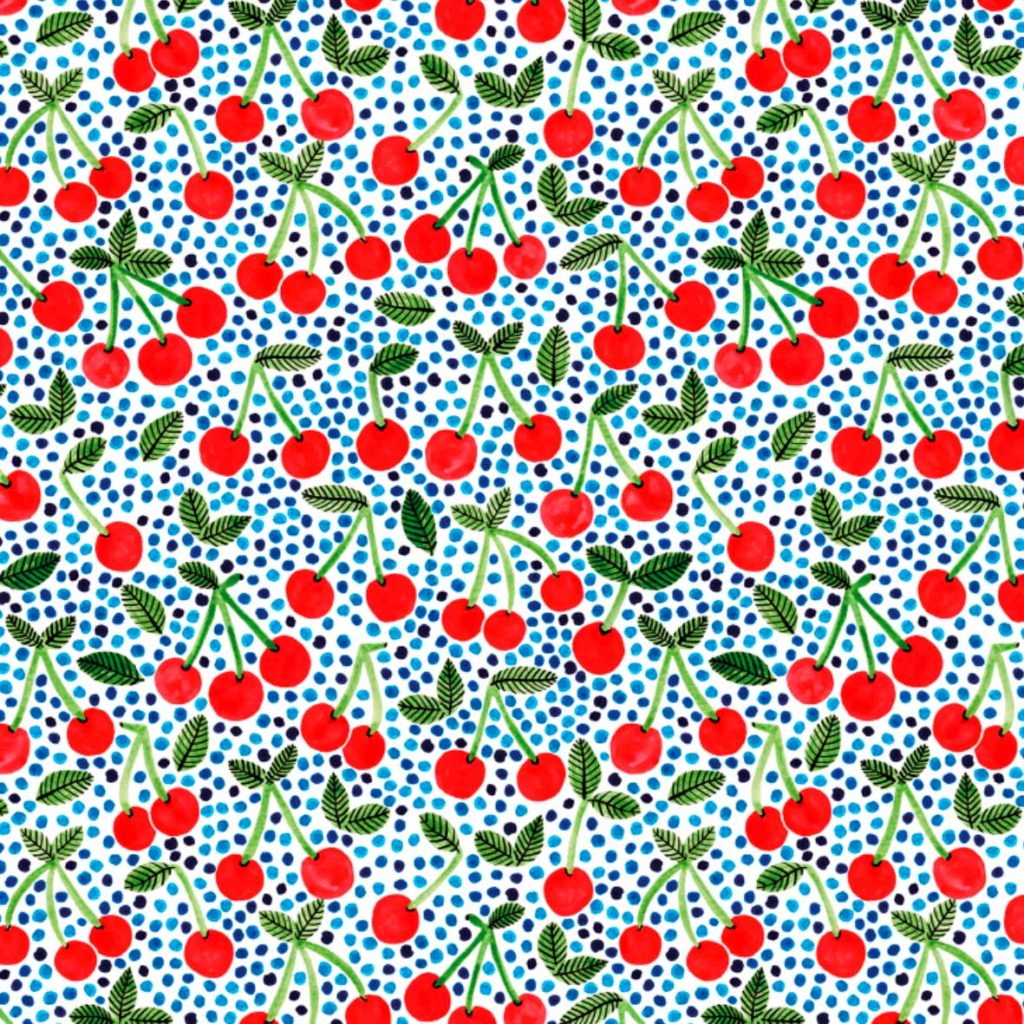veronique de jong cherries kersen kersjes pattern design illustration