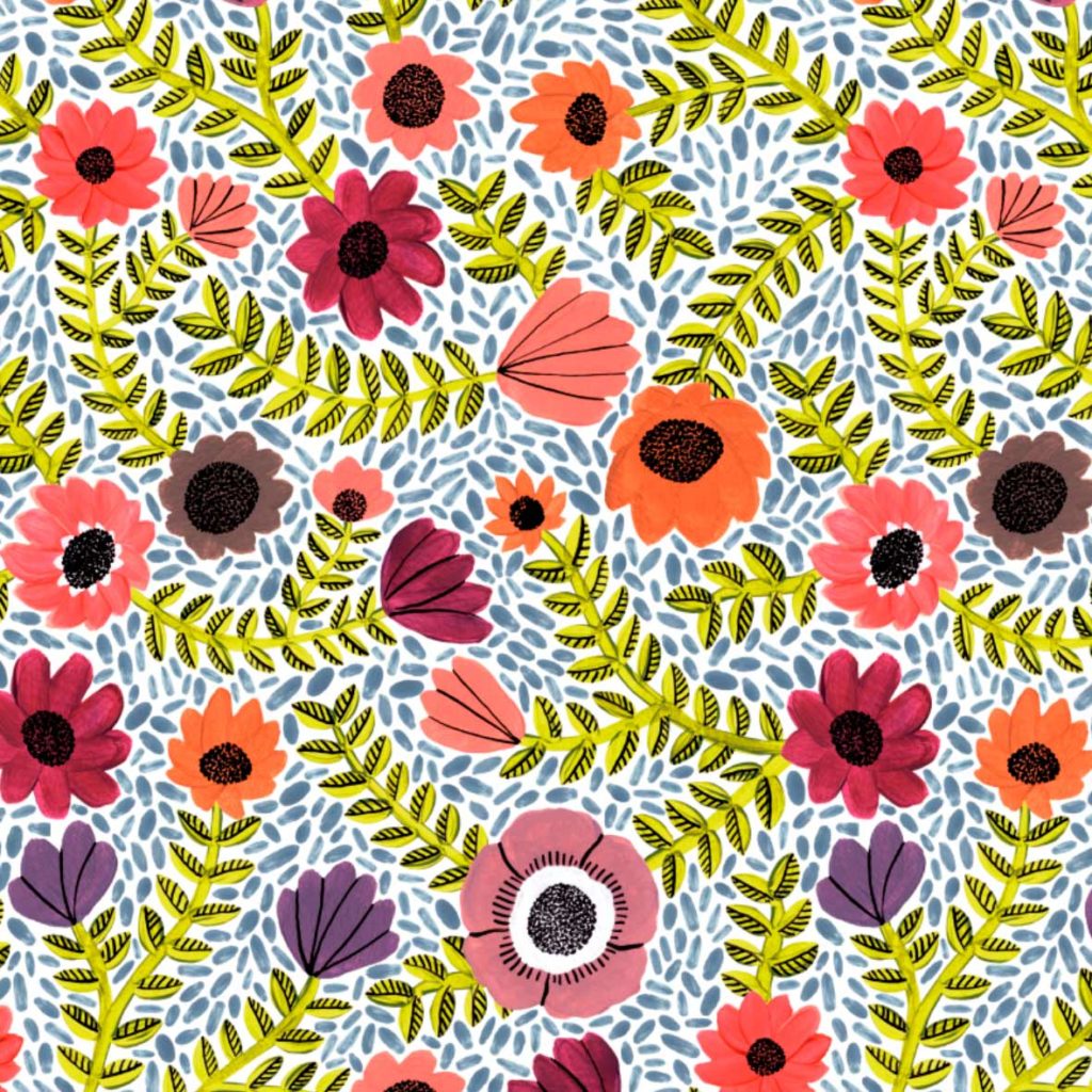 I enjoy making floral designs that have a vintage feel ontwerp illustratie patroon surface pattern design Veronique de Jong