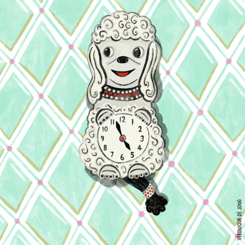veronique de jong illustration animation poodle clock vintage