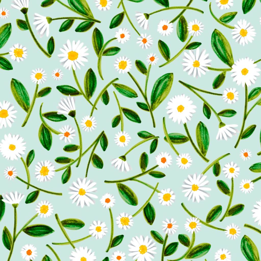 Daisy Pattern surface floral bloemen flowers madeliefjes Veronique de Jong patroon design illustraties illustration