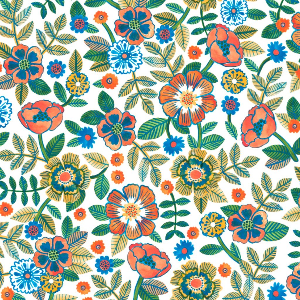 A hand drawn vintage seamless floral surface pattern design Veronique de Jong illustraties ontwerp patroon bloemen flowers