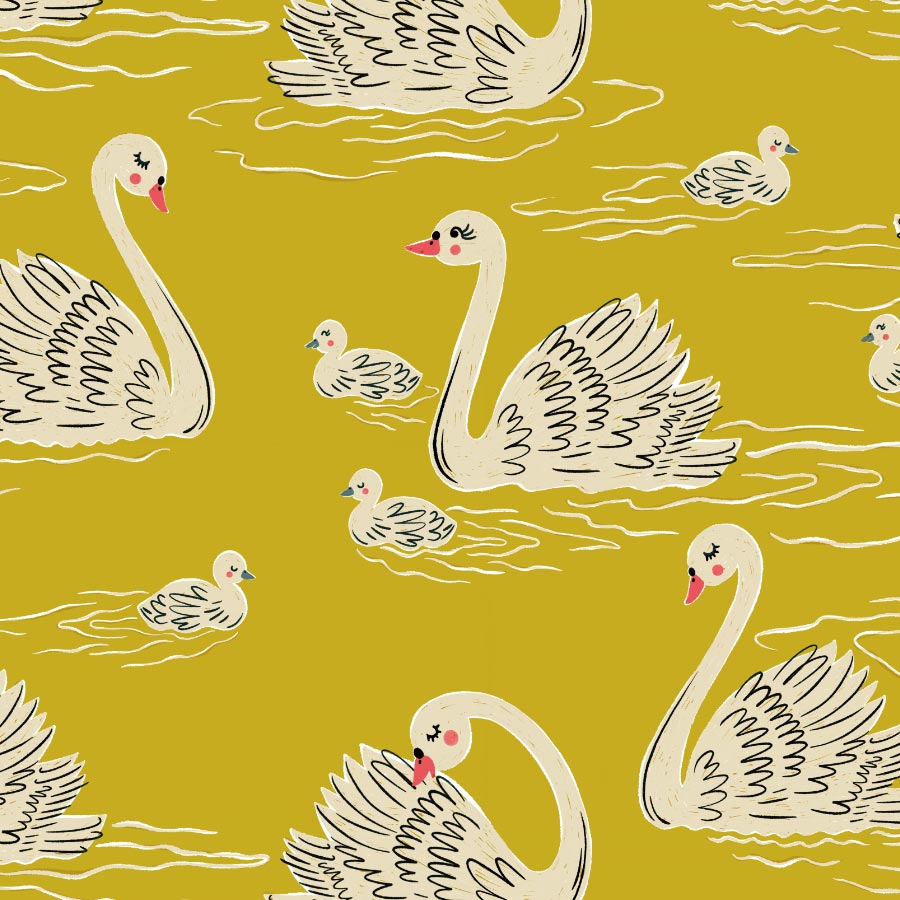 veronique de jong swan lake love pattern design illustration