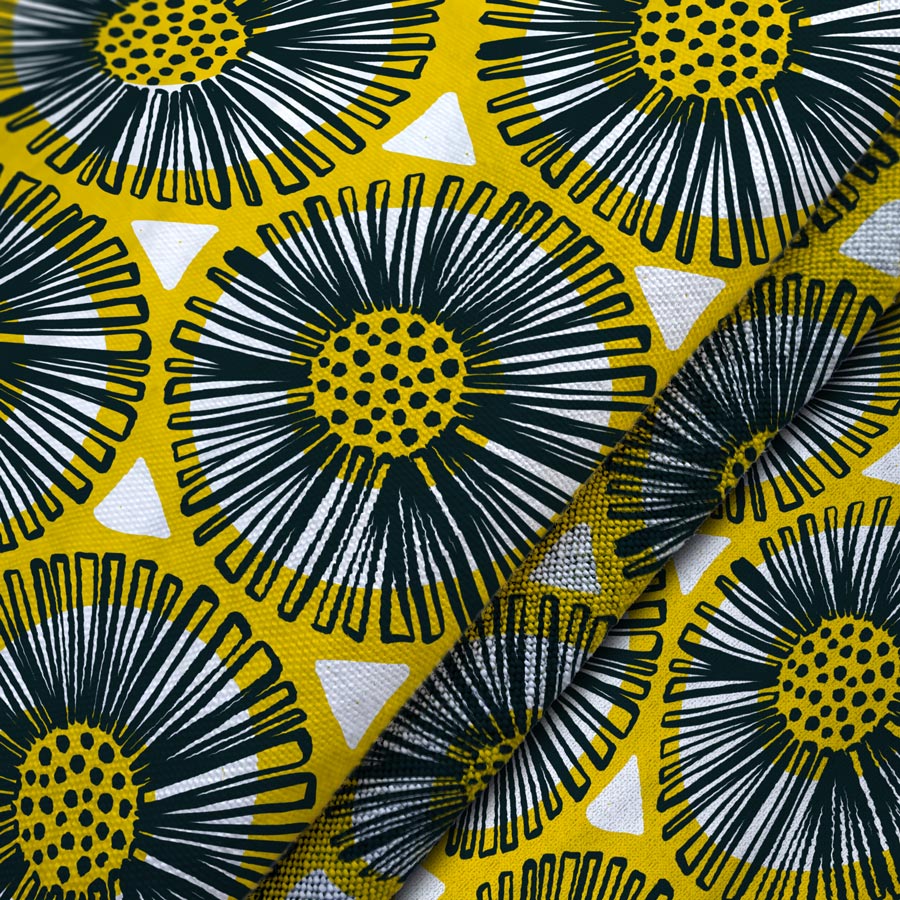 Abstract zonnebloem design. Dit naadloze dessin ontwerp is geïnspireerd op de prachtige zonnebloemen. Veronique de Jong